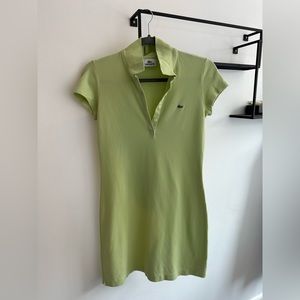 Women’s Lacoste Organic Cotton Buttoned Polo Dress - pastel green, size 36